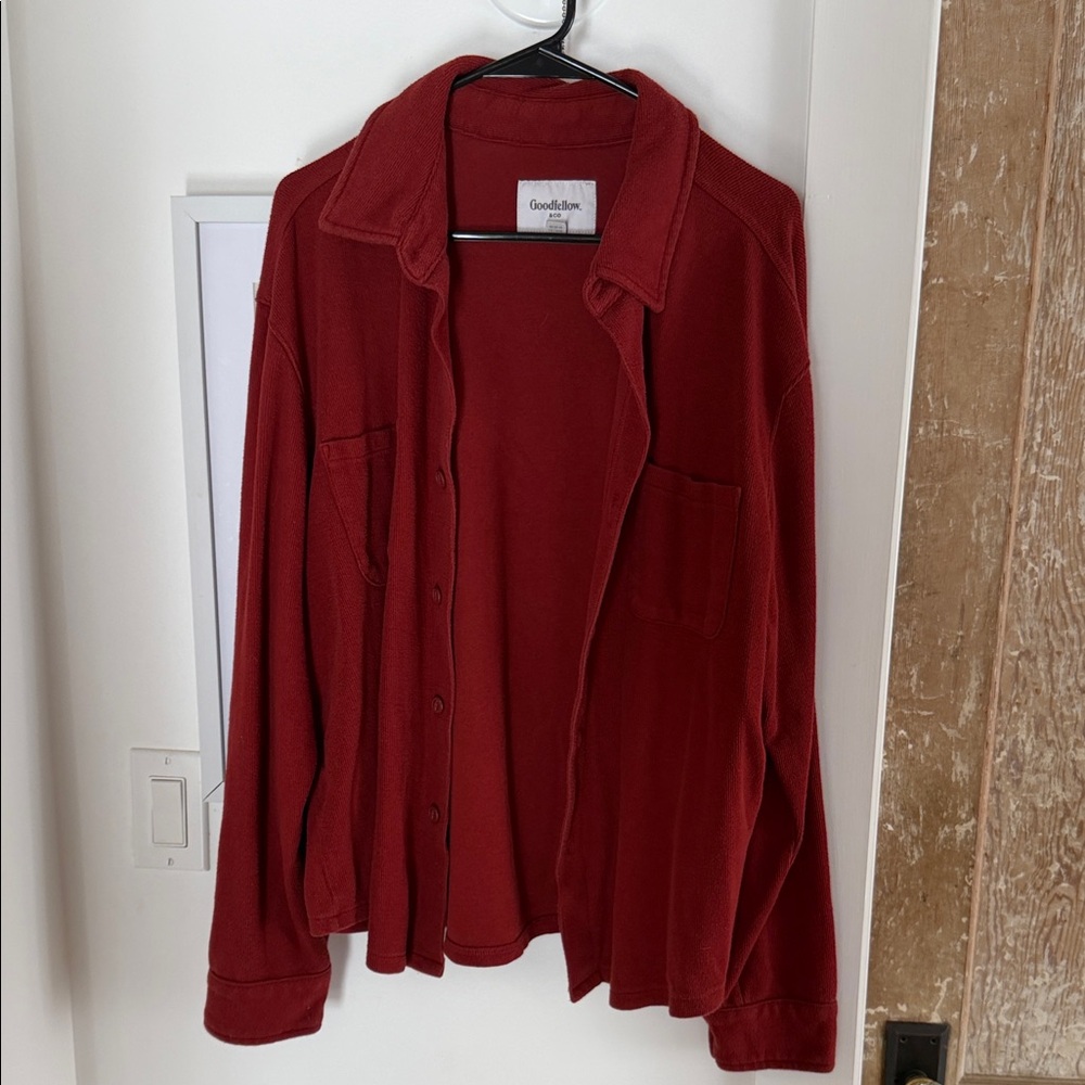 Goodfellow & Co Red Button-Front Shirt Jacket